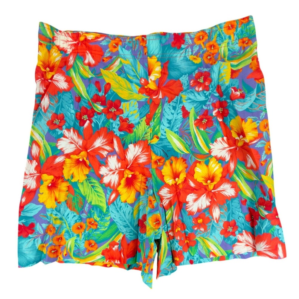 That's Me! Vintage 90s Hawaiian Tropical Shorts Womens 9/10 Cotton Floral NOS
